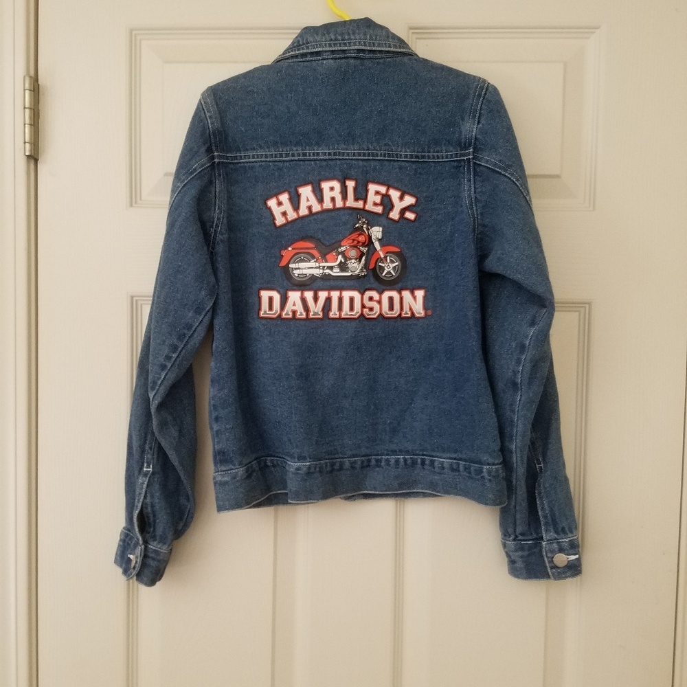 Vintage Harley Davidson Denim Blue Jacket
